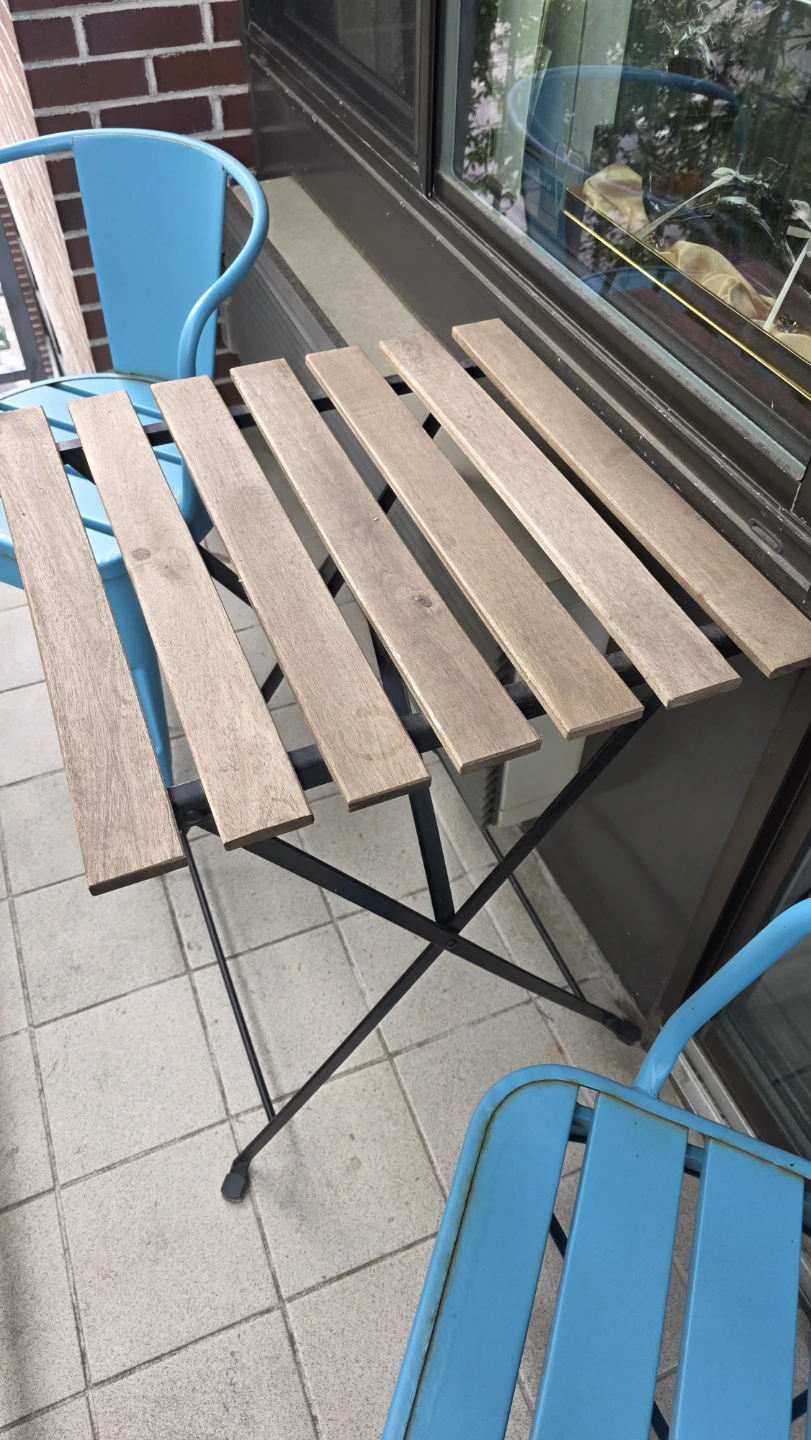 Blue Metal Outdoor Bistro Set Chairs and Table - photo 2