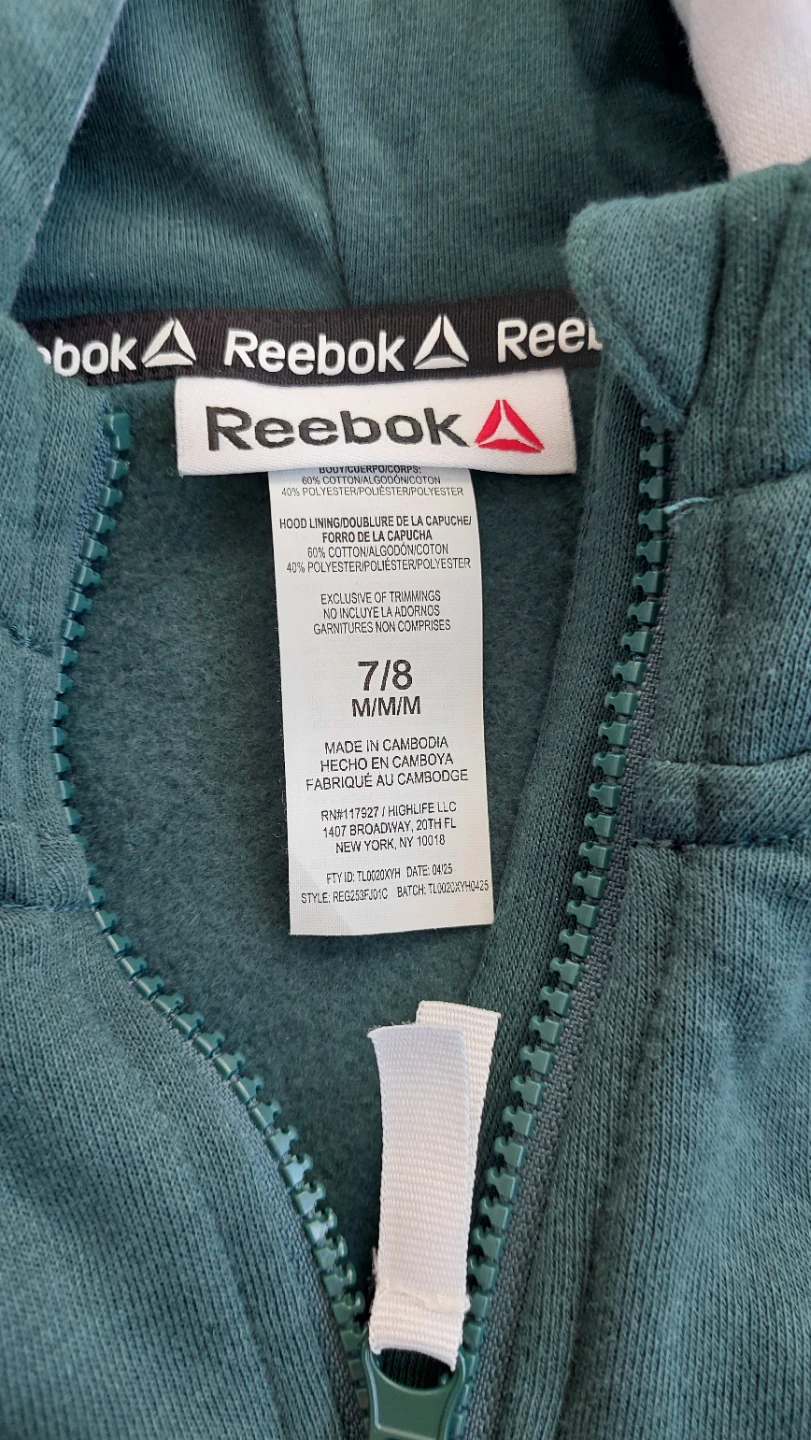 Reebok Kids Full-Zip Hoodie Green 7/8 - photo 2