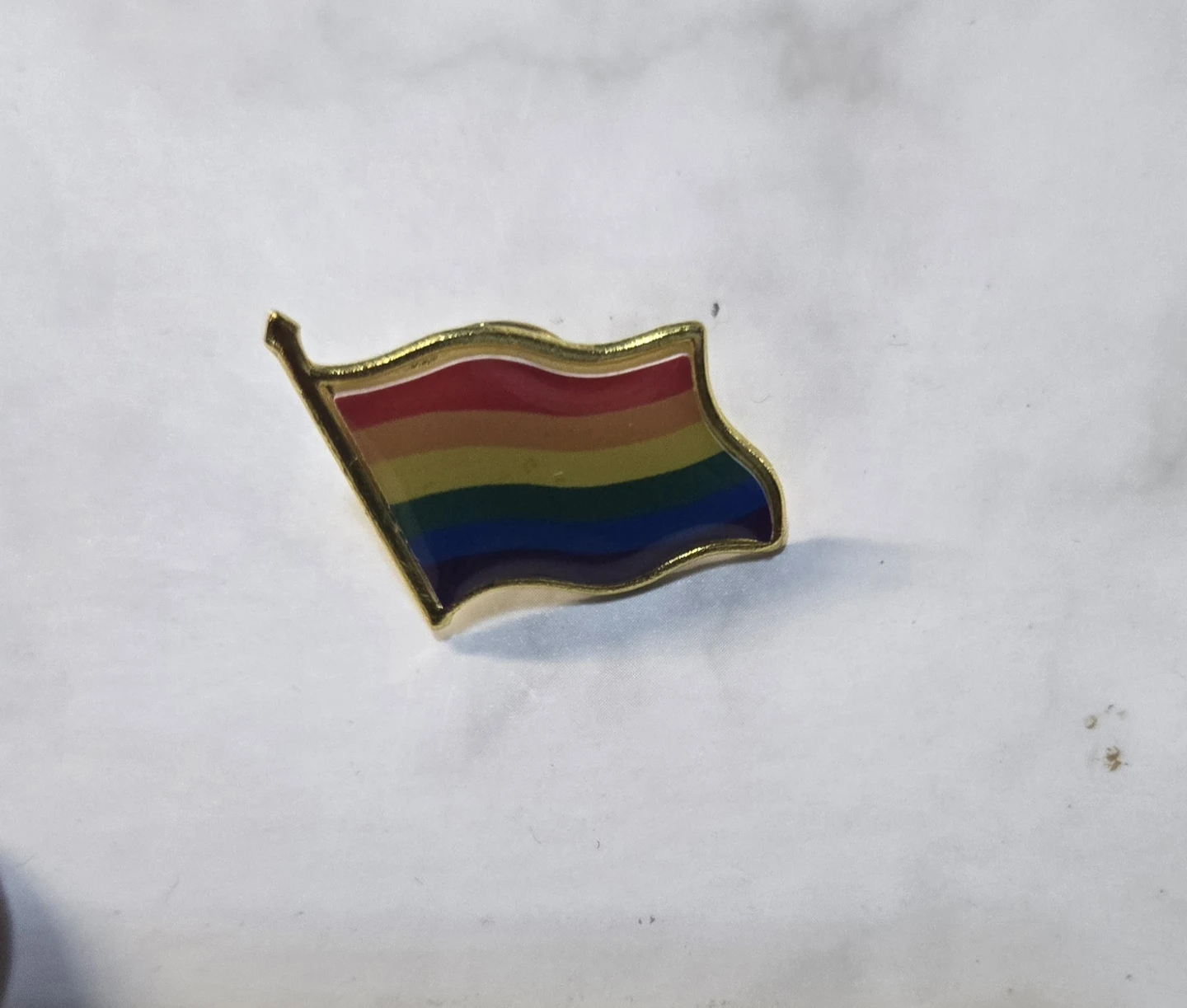 Rainbow Flag Lapel Pin 1" Pinback Button Gold Edge-Pride LGBT