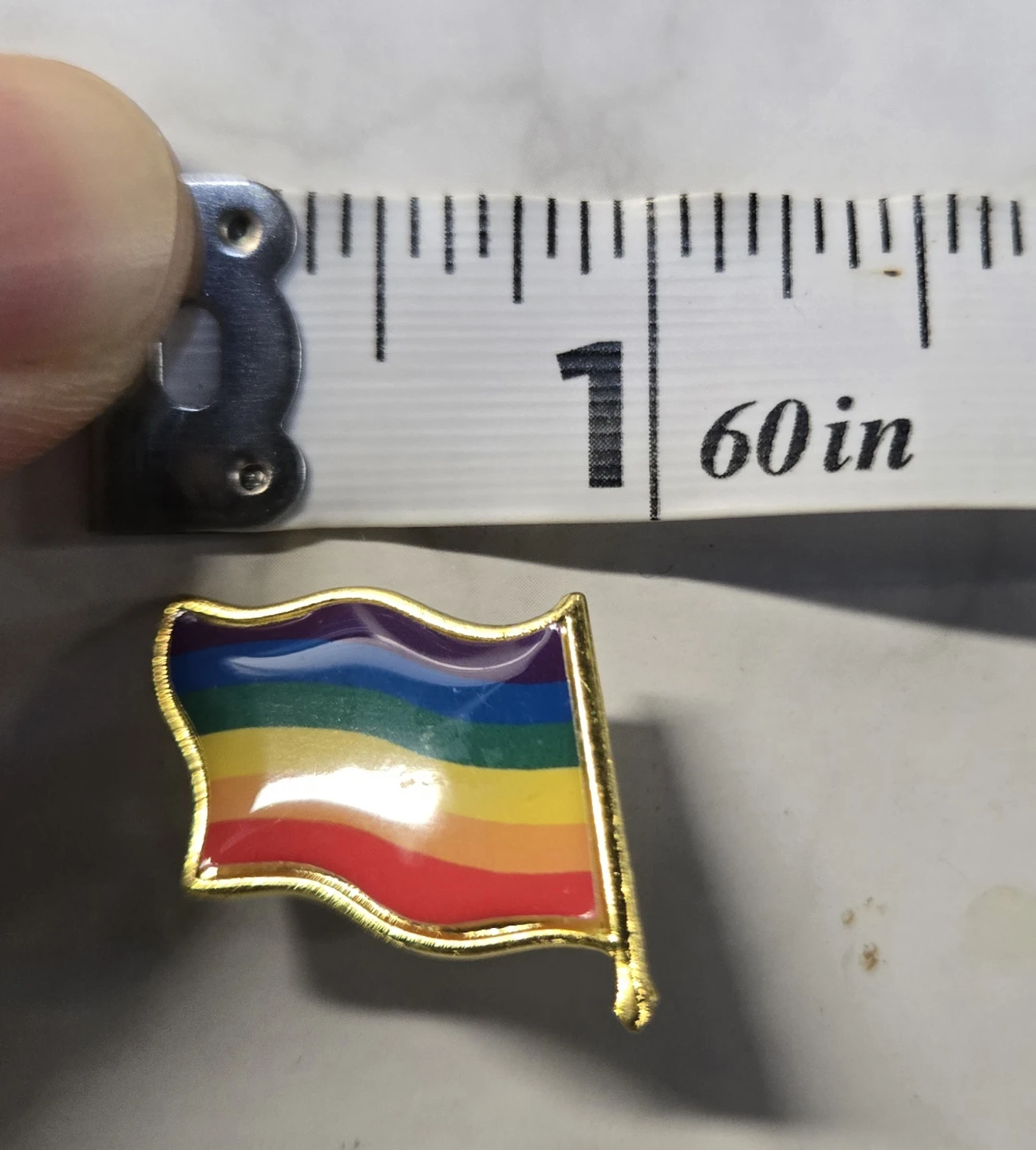 Rainbow Flag Lapel Pin 1" Pinback Button Gold Edge-Pride LGBT - photo 3