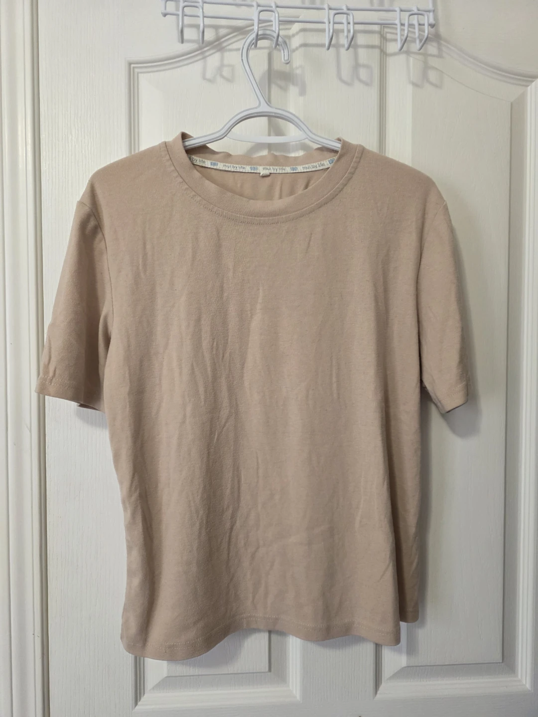 Nude Pink Basic Crew Neck T-Shirt