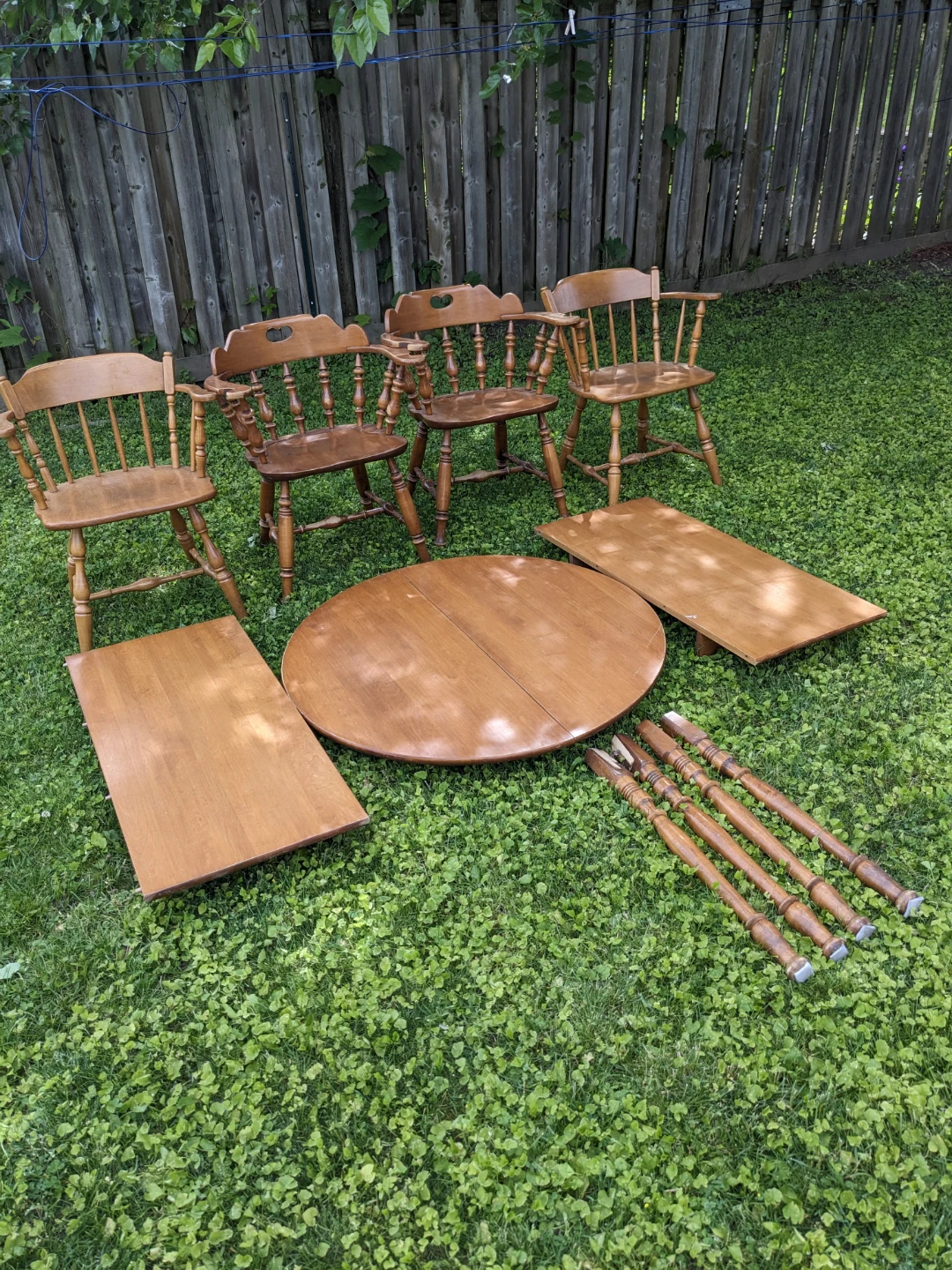 Vintage Wooden Dining Set with Table and Chairs