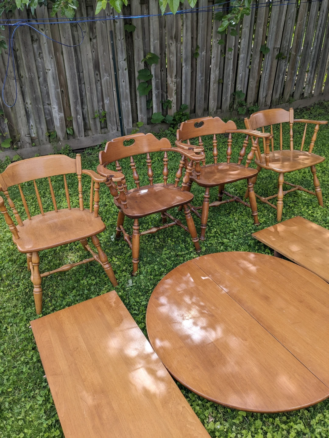 Vintage Wooden Dining Set with Table and Chairs - photo 2
