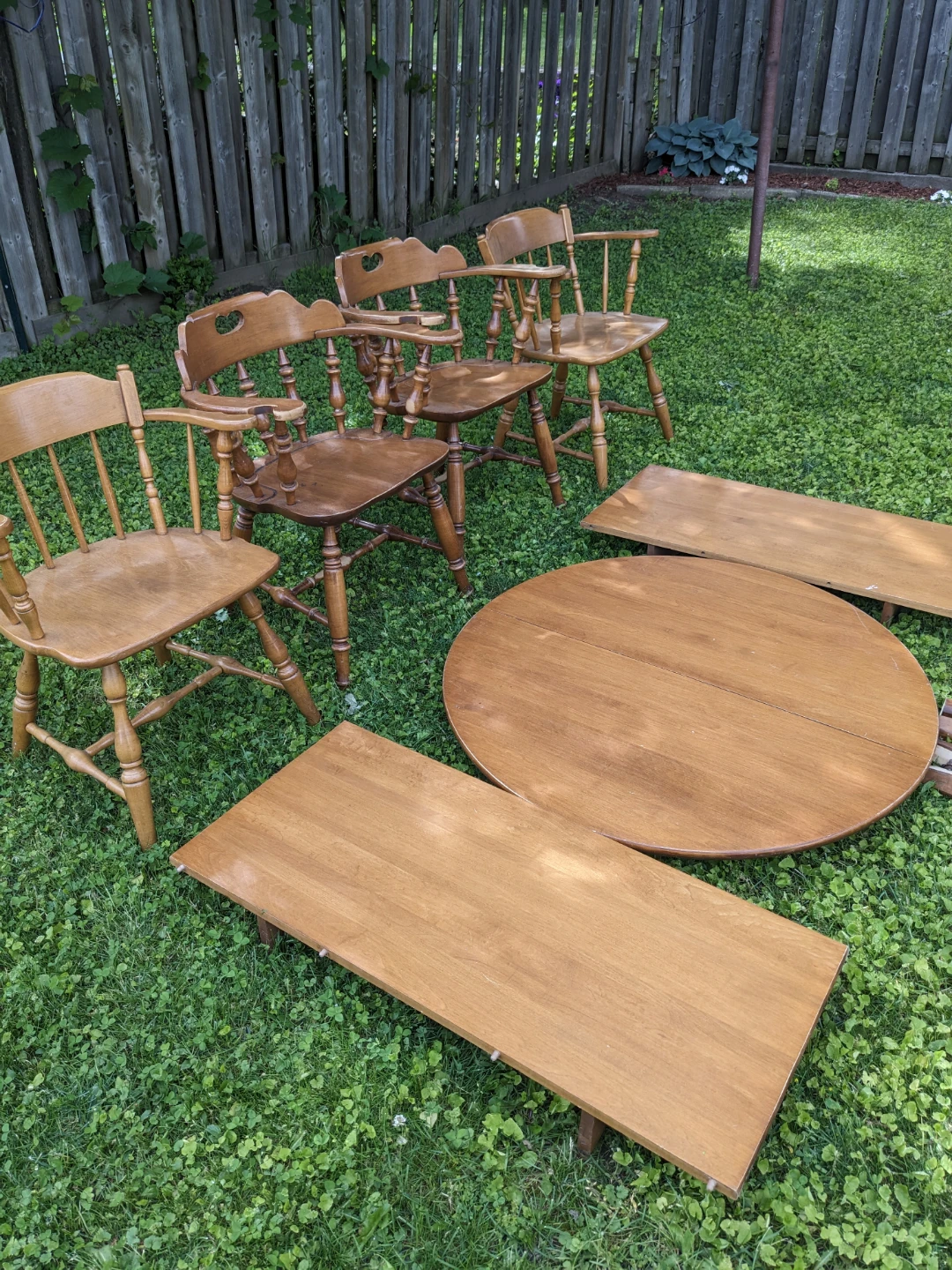Vintage Wooden Dining Set with Table and Chairs - photo 5