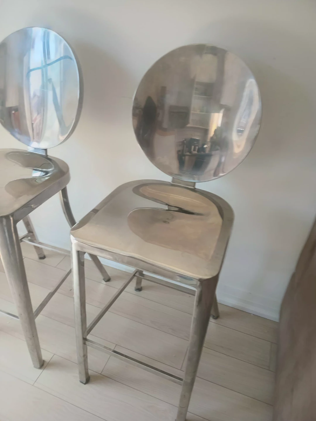 Set of 2 Silver Metal Bar Stools - photo 2