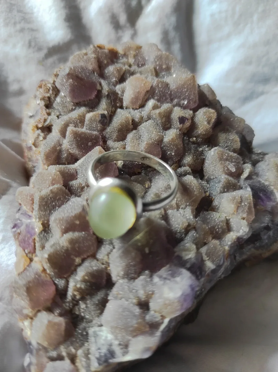 Silver Ring with prehnite Stone - photo 4