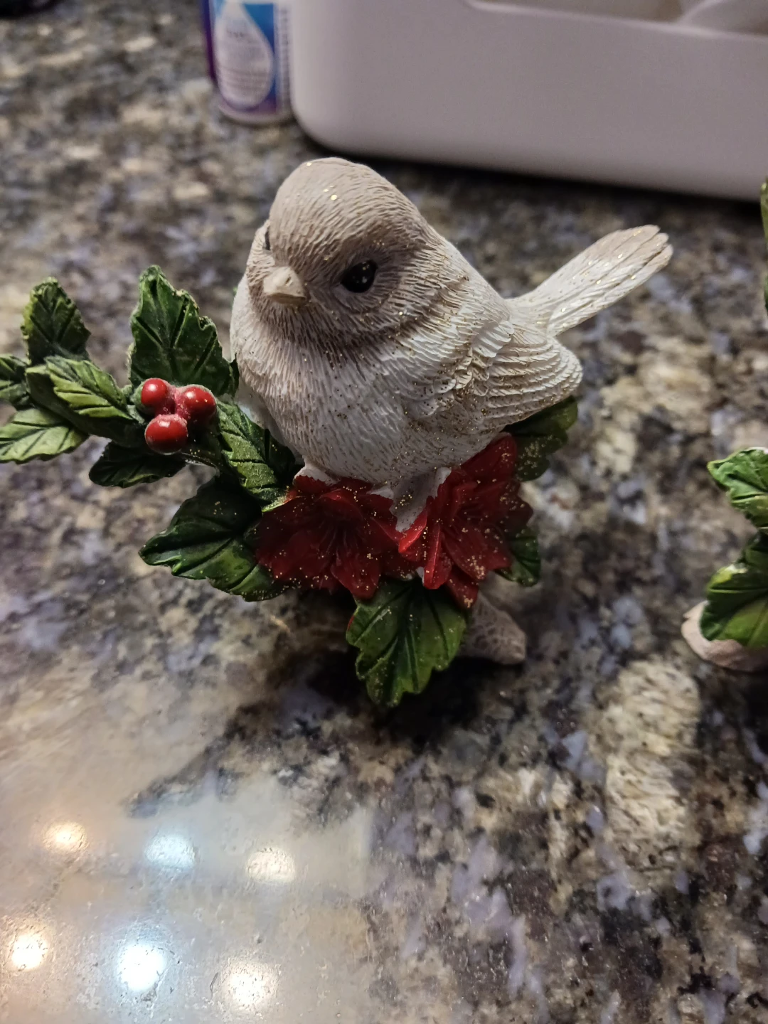 Set of 2 Ceramic Bird Figurines with Red Flowers - photo 2