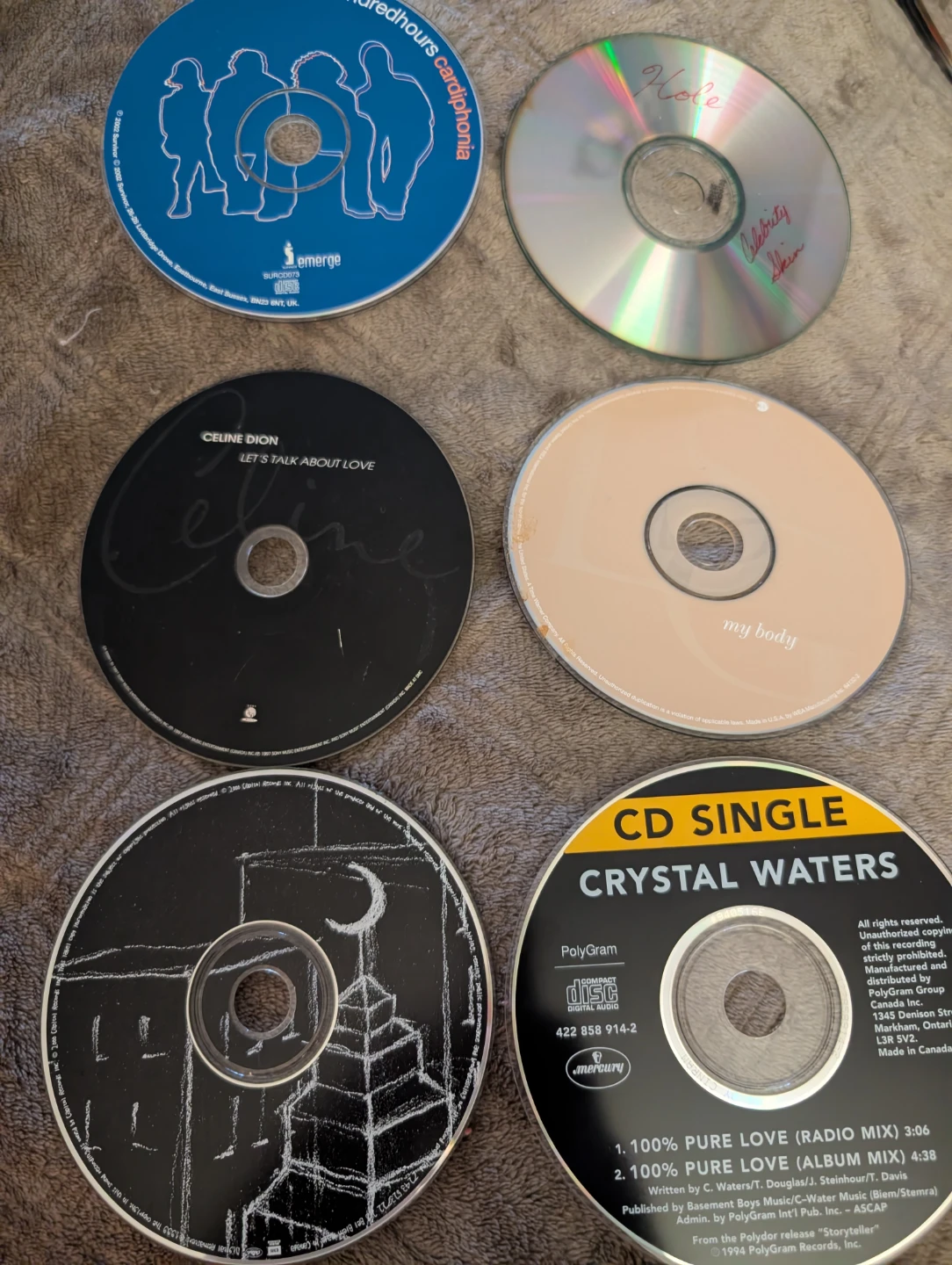 CDs: Celine Dion, Hole, Crystal Waters & Mor