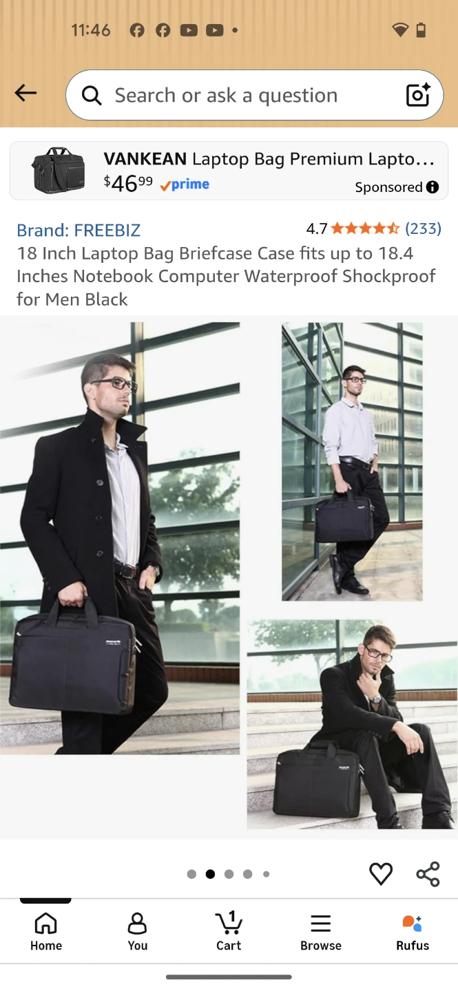 FREEBIZ 18 Inch Laptop Bag Briefcase - photo 2