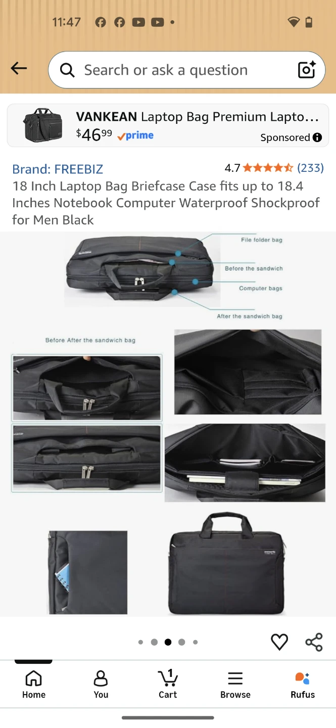 FREEBIZ 18 Inch Laptop Bag Briefcase - photo 4