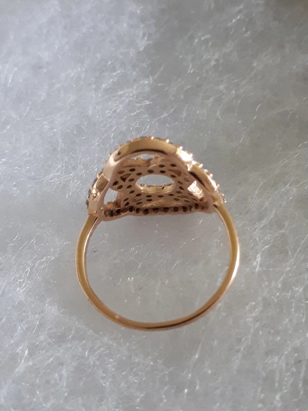Gold tone ring with clear stones - photo 2