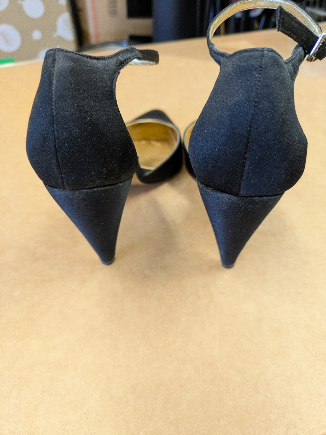 Black Satin Ankle Strap Heels - photo 2
