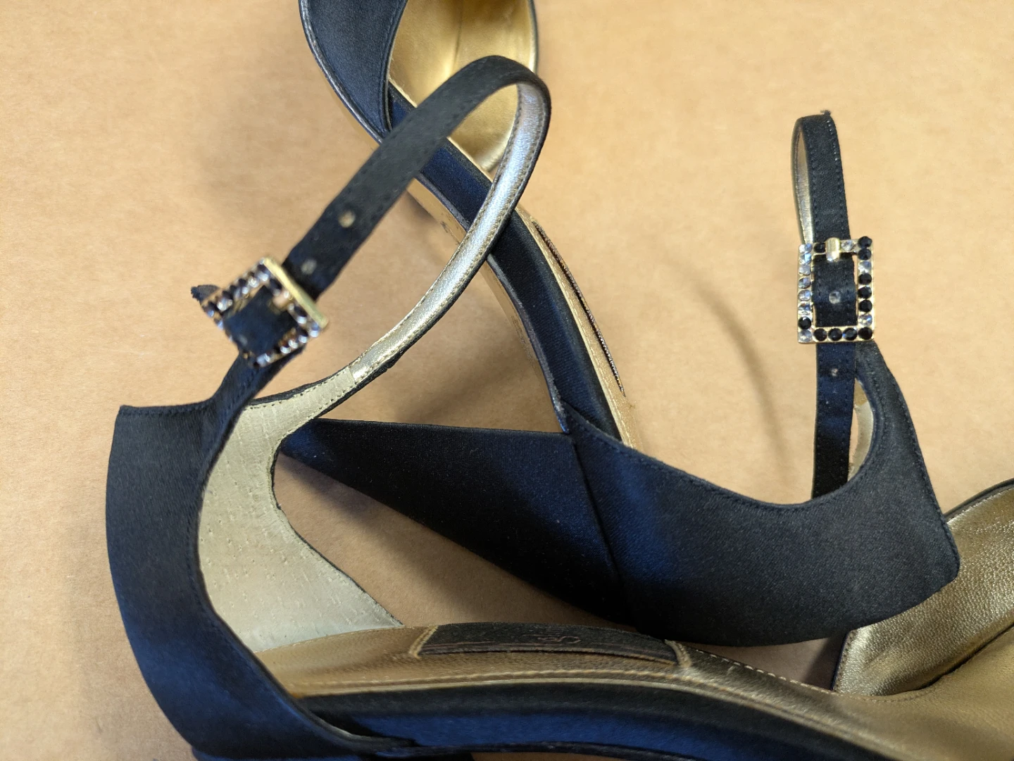 Black Satin Ankle Strap Heels - photo 3