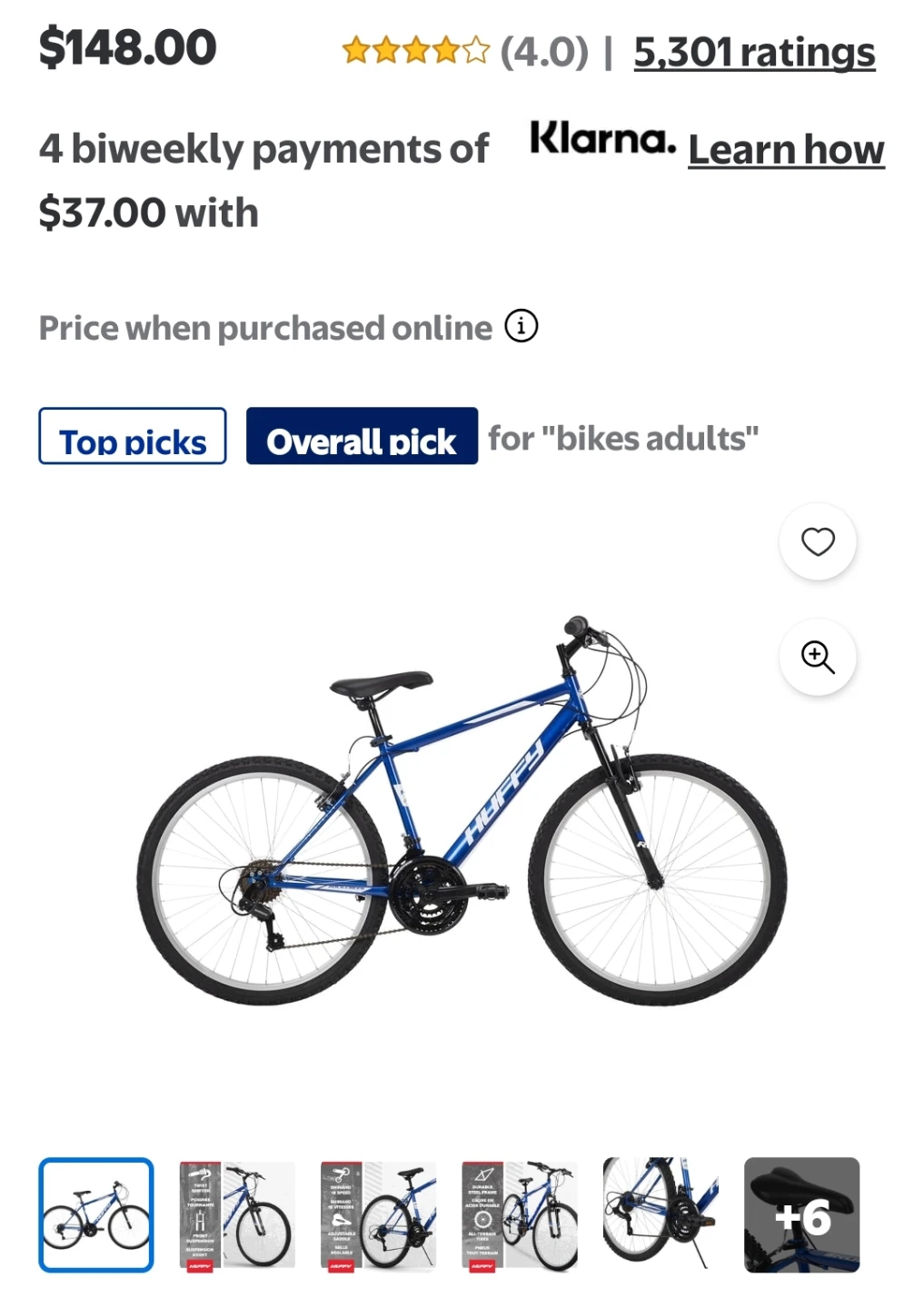 Blue Huffy Mountain Bike - No stickers