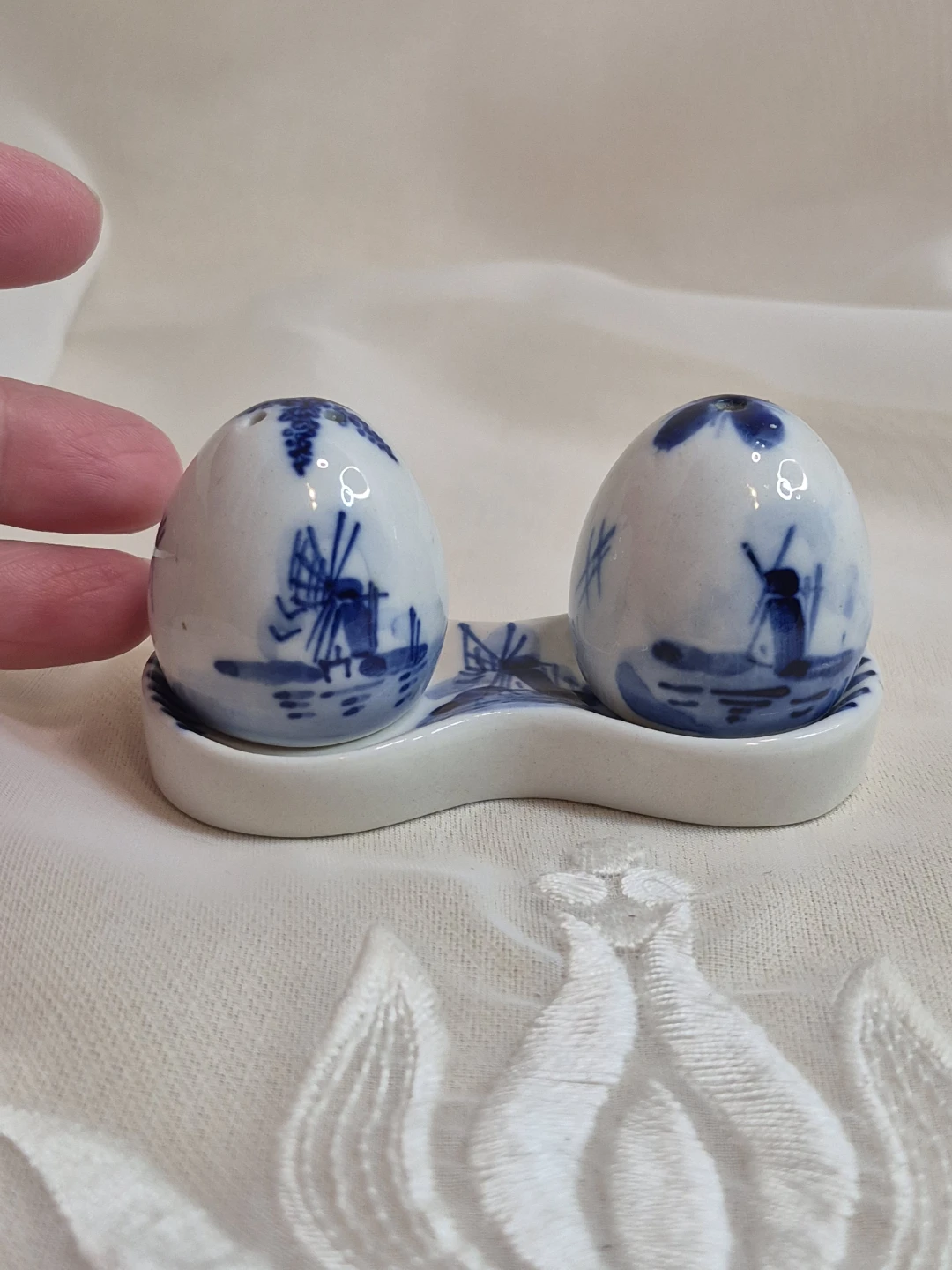 Vintage Little Holland Ceramic Delft Salt & Pepper Set