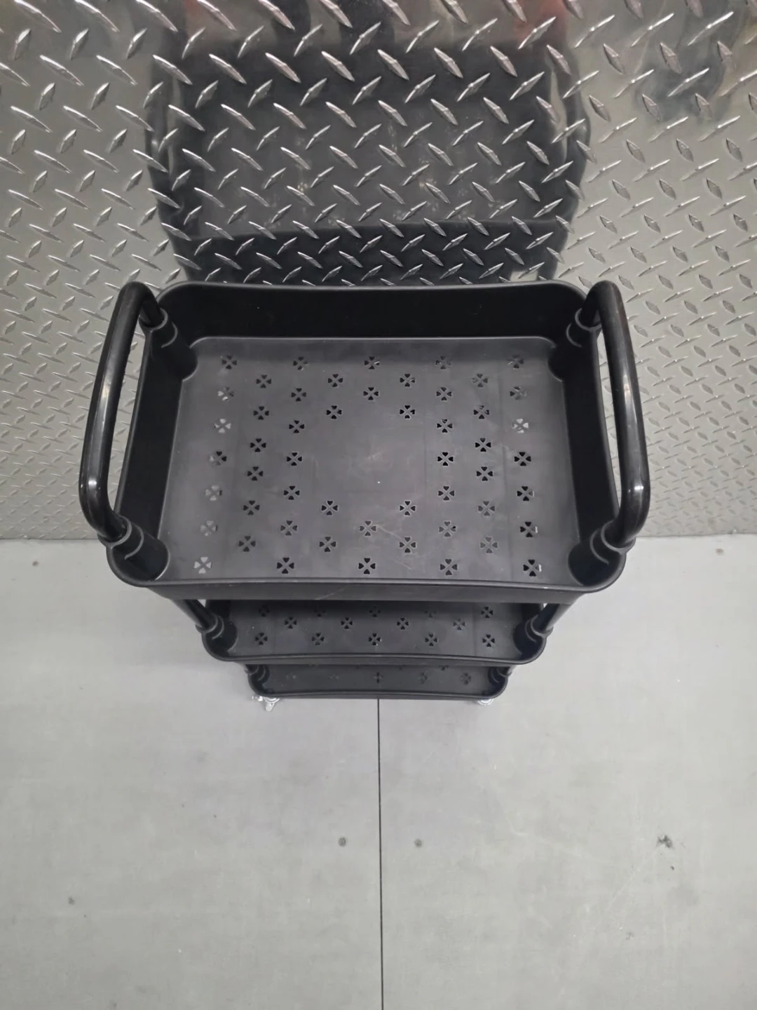 3-Tier Black Plastic Rolling Utility Storage Cart with Wheels - photo 3