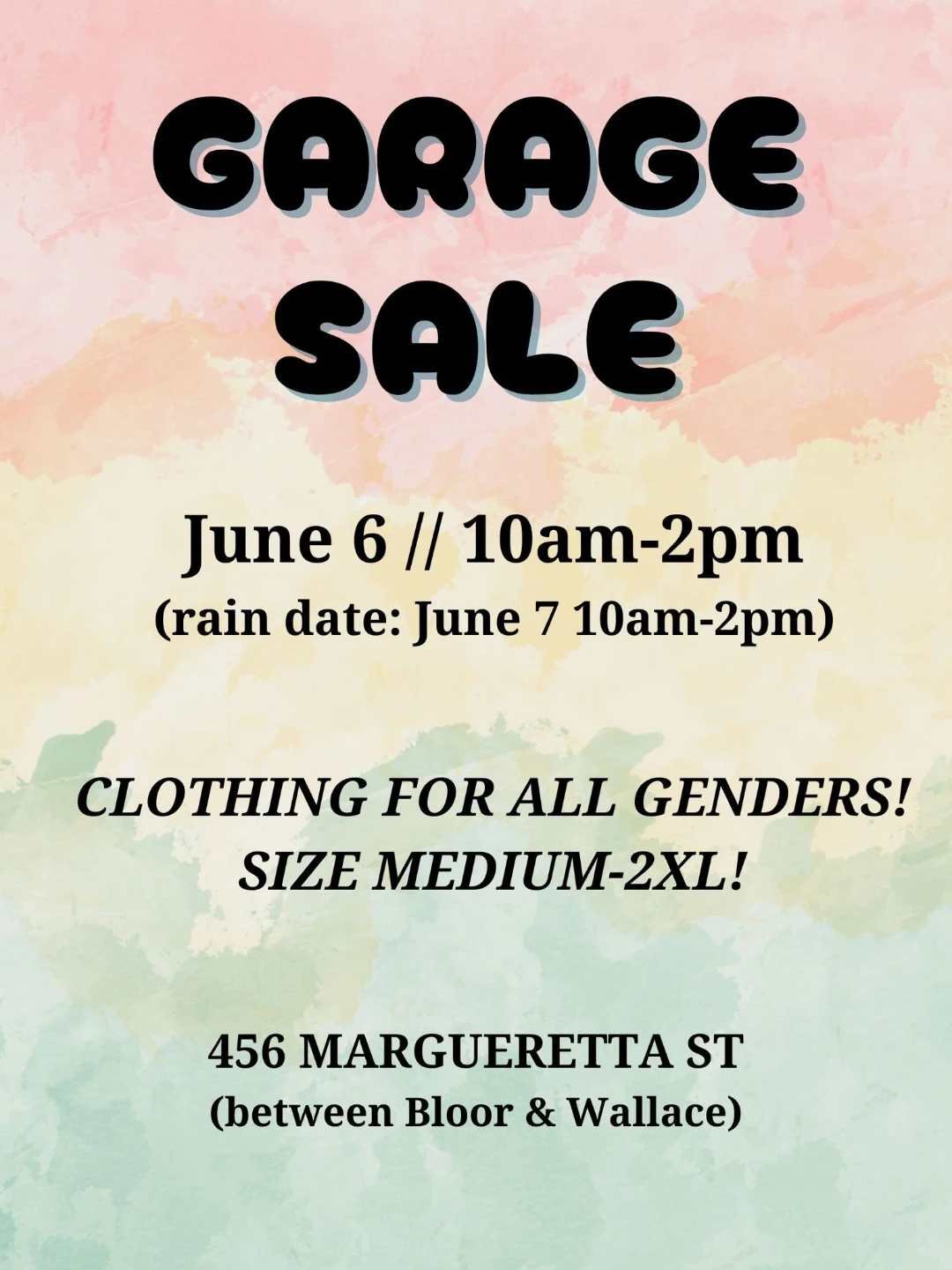 Garage sale June 6, 10am: plus-sized clothing, accessories, etc.