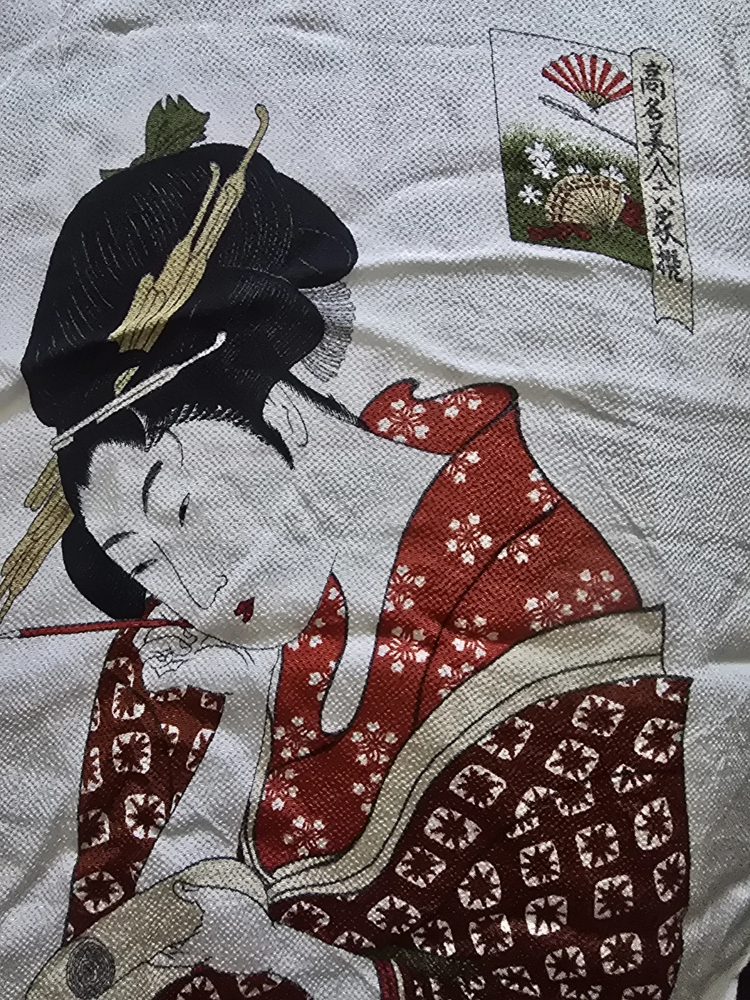 VINTAGE New  Japanese Geisha Yukiyo-e  Scarf Fabric Furushiki - photo 2