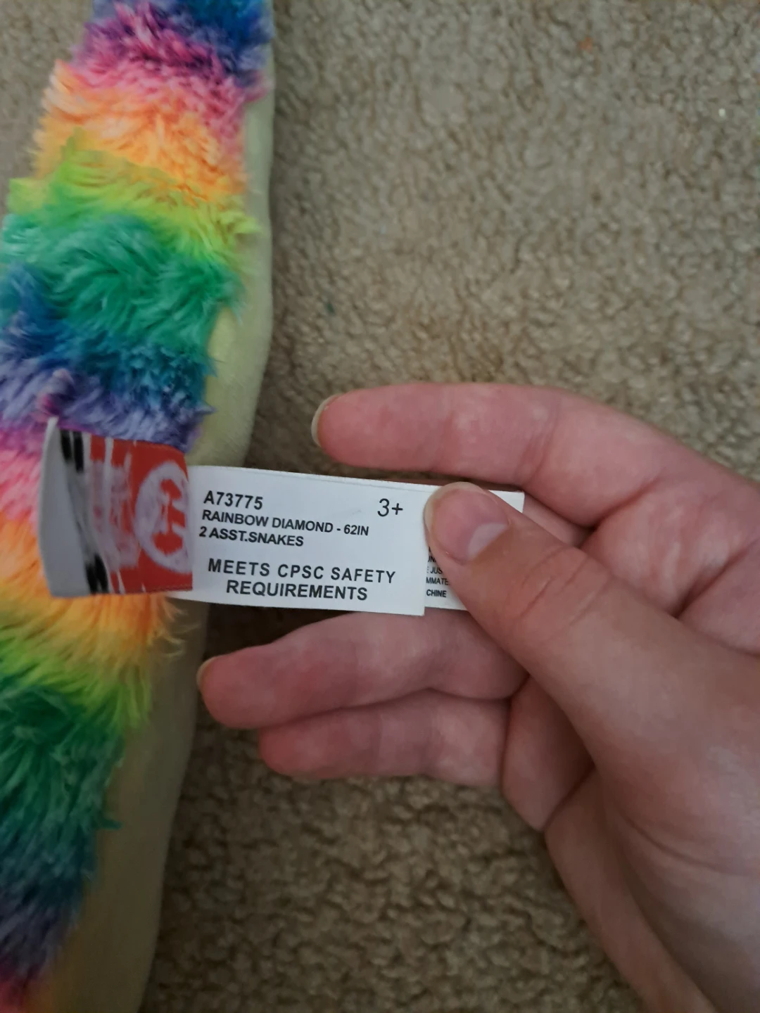 Rainbow Diamond Snake Plush - 62in - photo 4