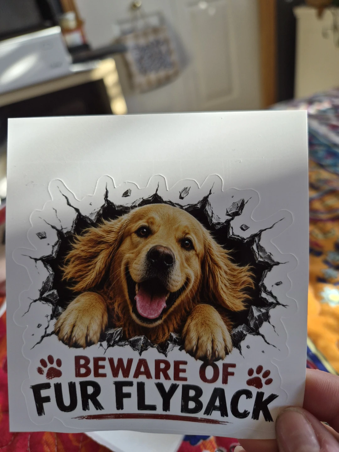 Beware of Fur Flyback Golden Retriever- CAR DECAL STICKER