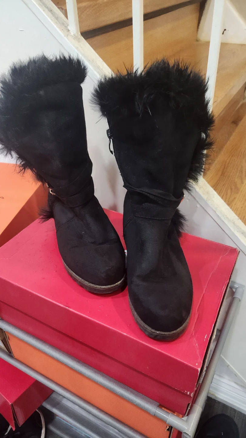 Black Furry Boots