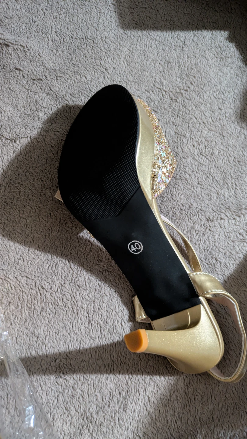 Gold Glitter Heels Size 40 - photo 3