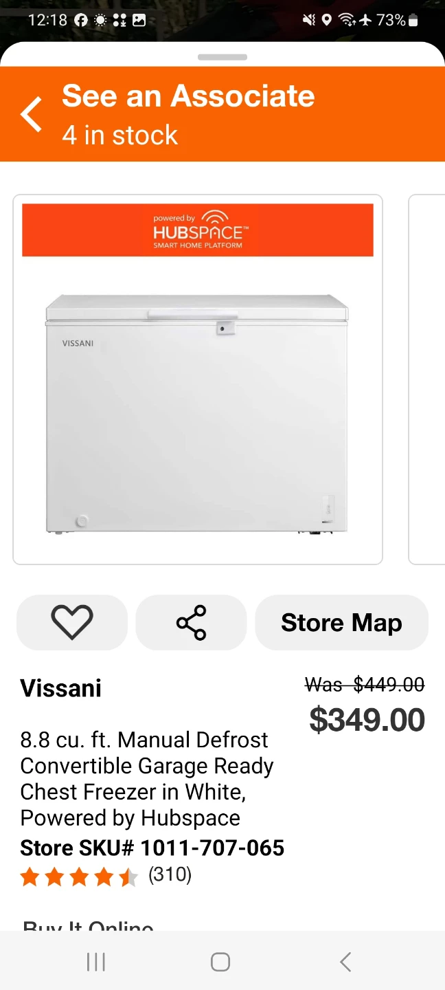 New Vissani 8 cu ft chest freezer