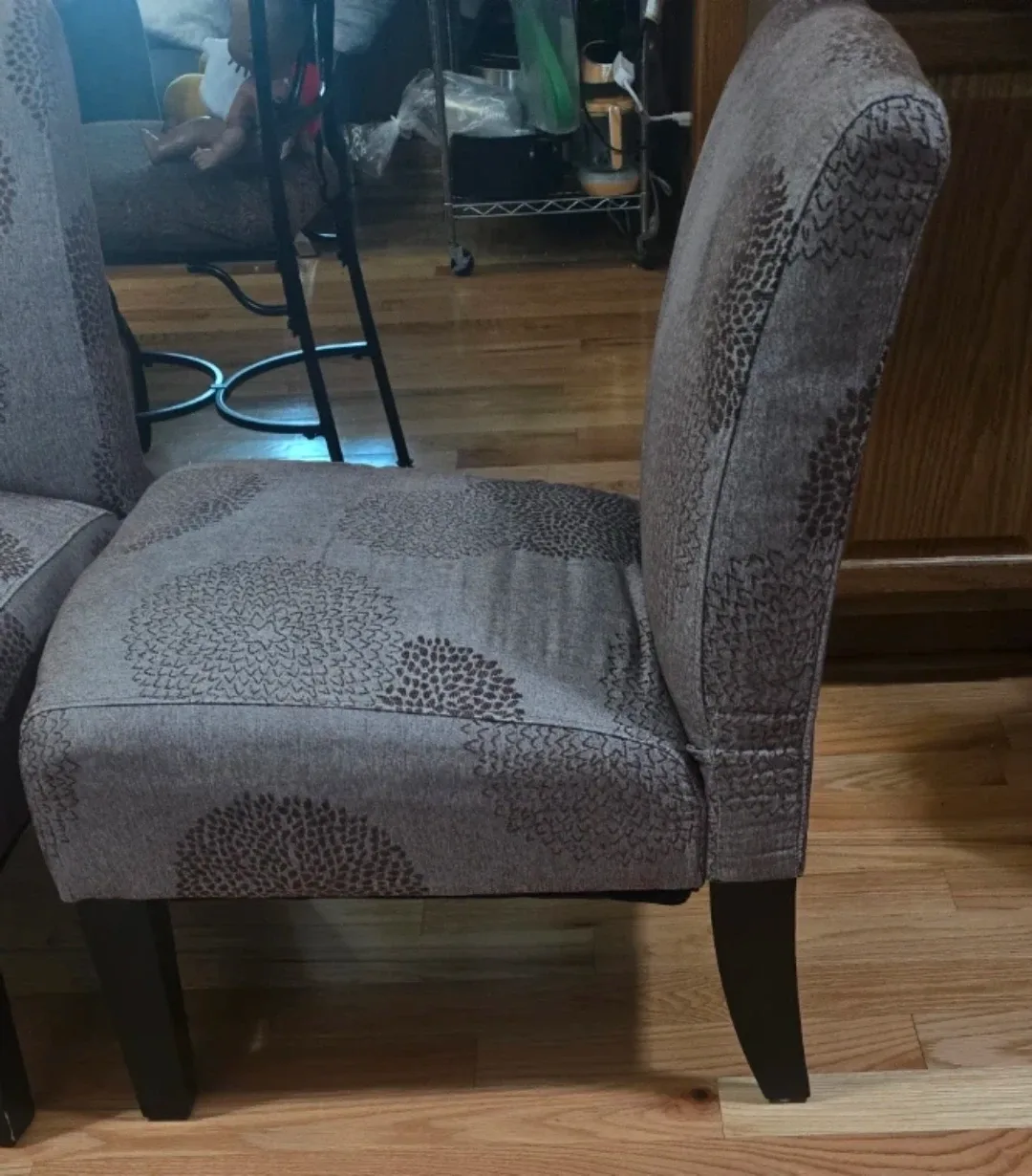 Gray Accent Chairs with Floral Pattern (Set of 2) - photo 3