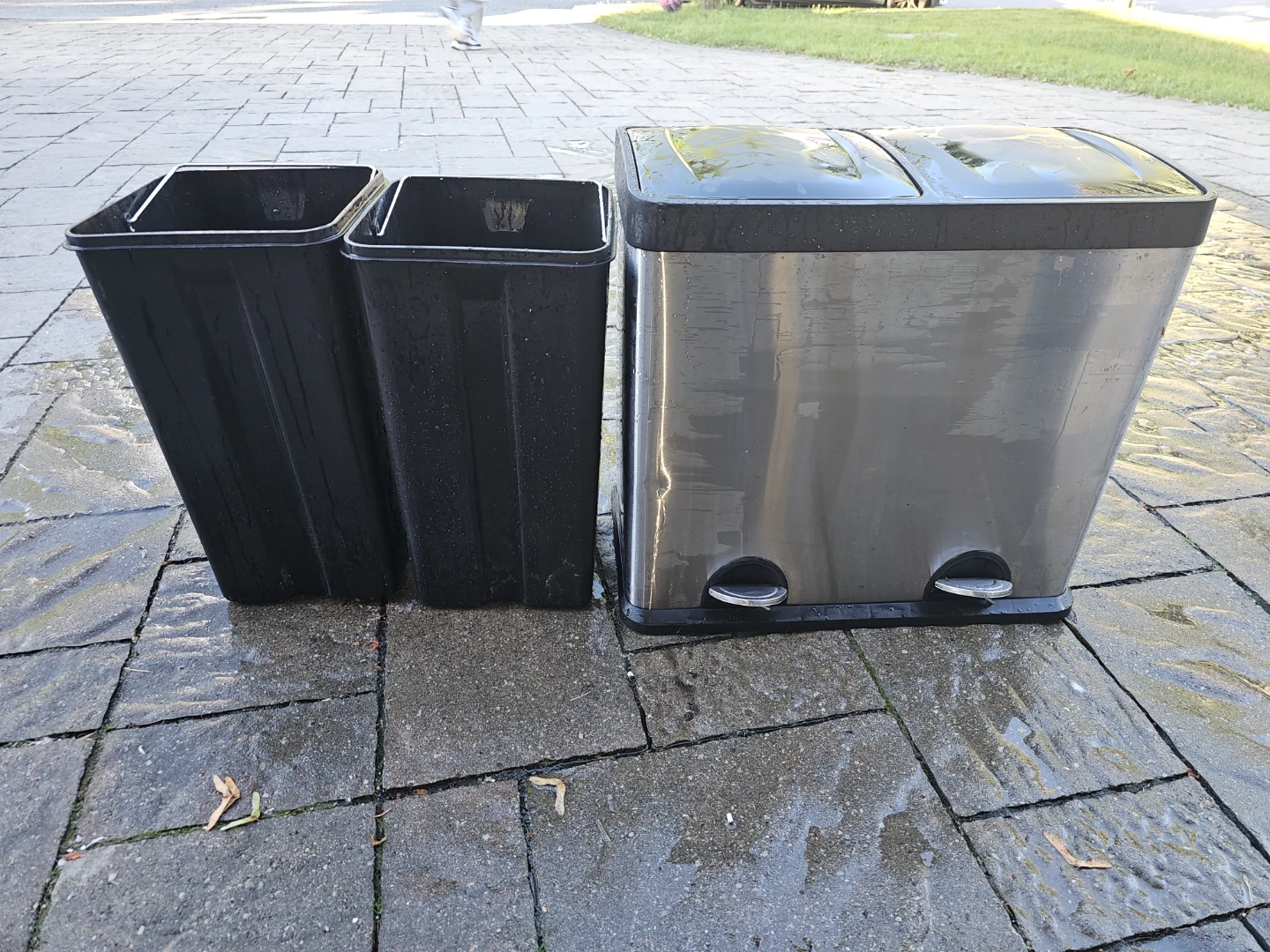 Dual Compartment Stainless Steel Kitchen Bin with Pedal