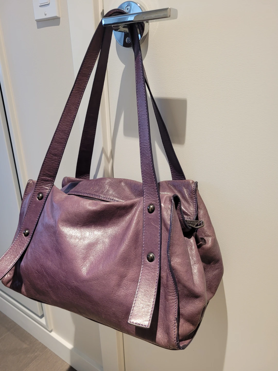 Purple Leather Shoulder Bag - photo 2