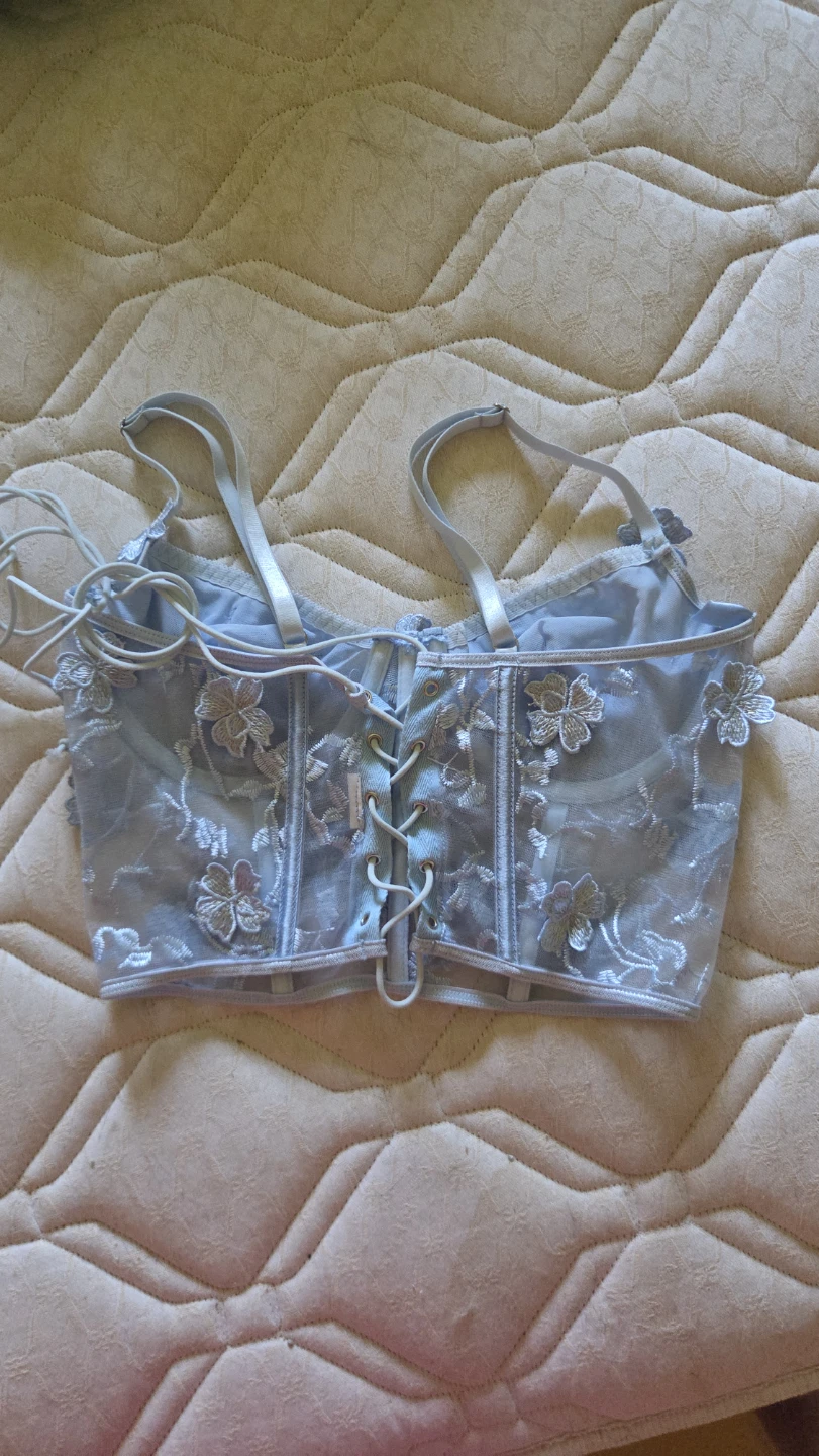 Blue Lace Floral Corset Top - photo 2