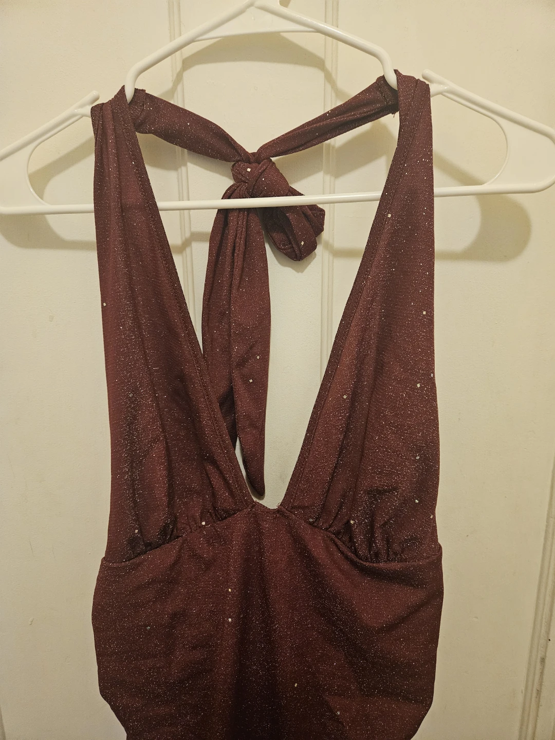 Shein Sparkly Burgundy Halter Dress - photo 2
