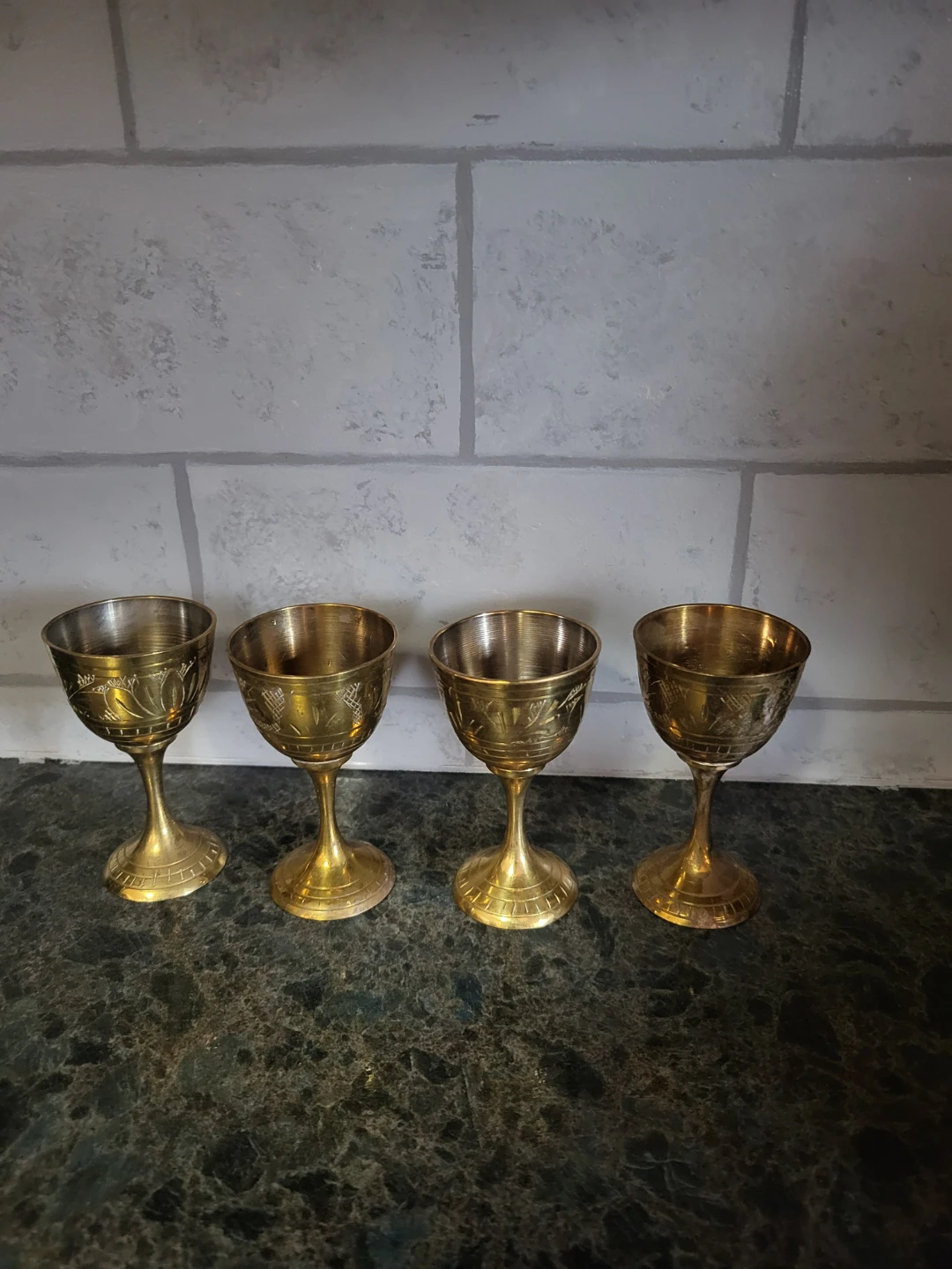 Set of 4 Brass Goblets
