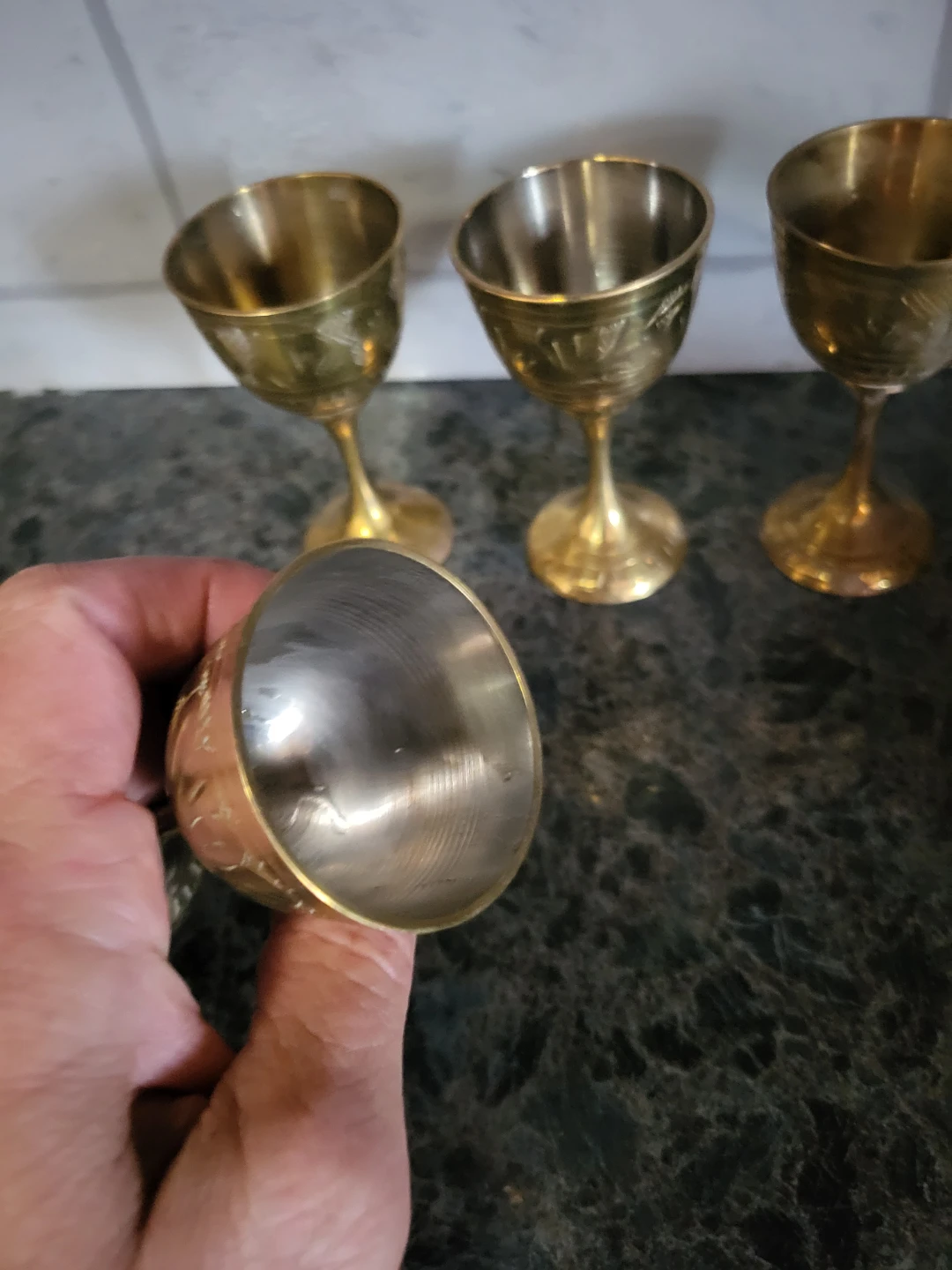 Set of 4 Brass Goblets - photo 3