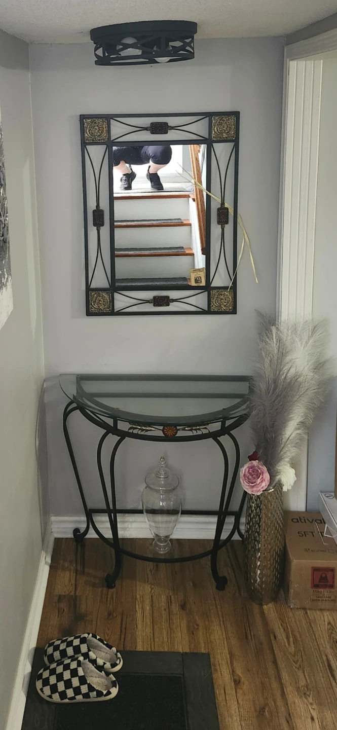 Decorative Metal Mirror with Glass Accents - photo 2