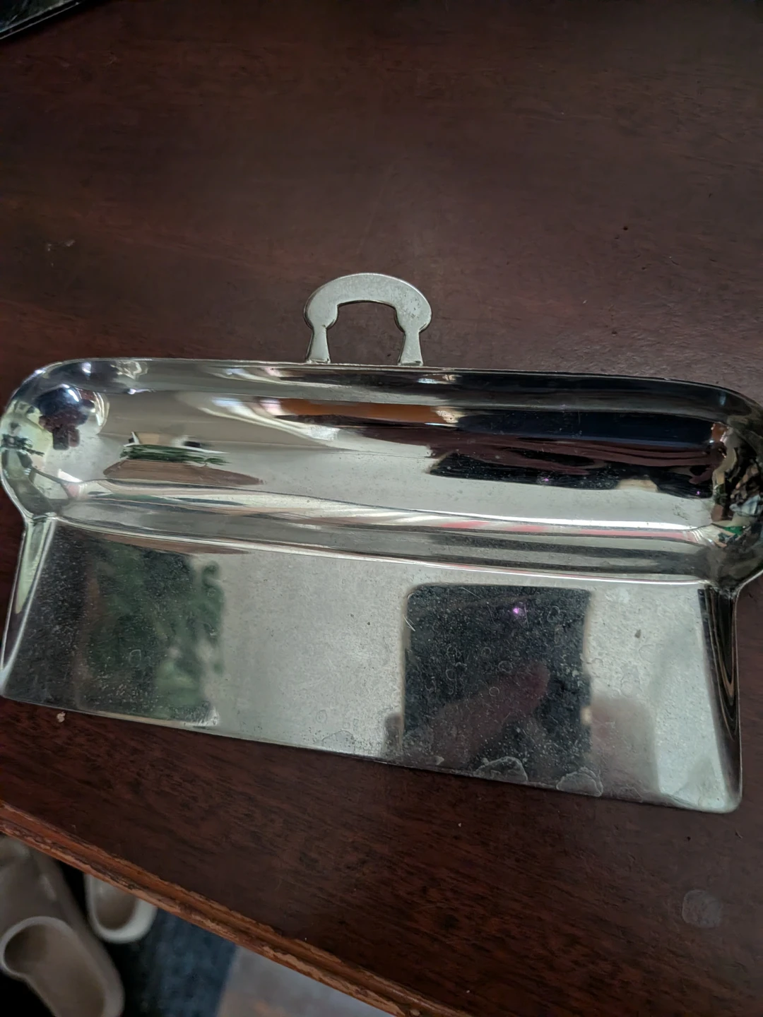 Vintage Silver-Tone Dustpan and Brush Set Art Deco - photo 5