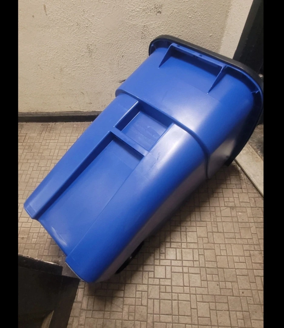 Blue Rolling Trash Can with Lid - photo 2