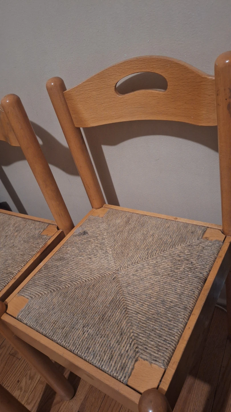 Set of 2 Wooden Chairs with Woven Seats - photo 2