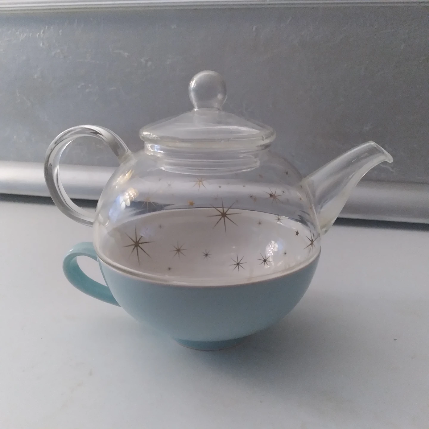 DAVIDsTEA Glass Teapot with Blue Cup