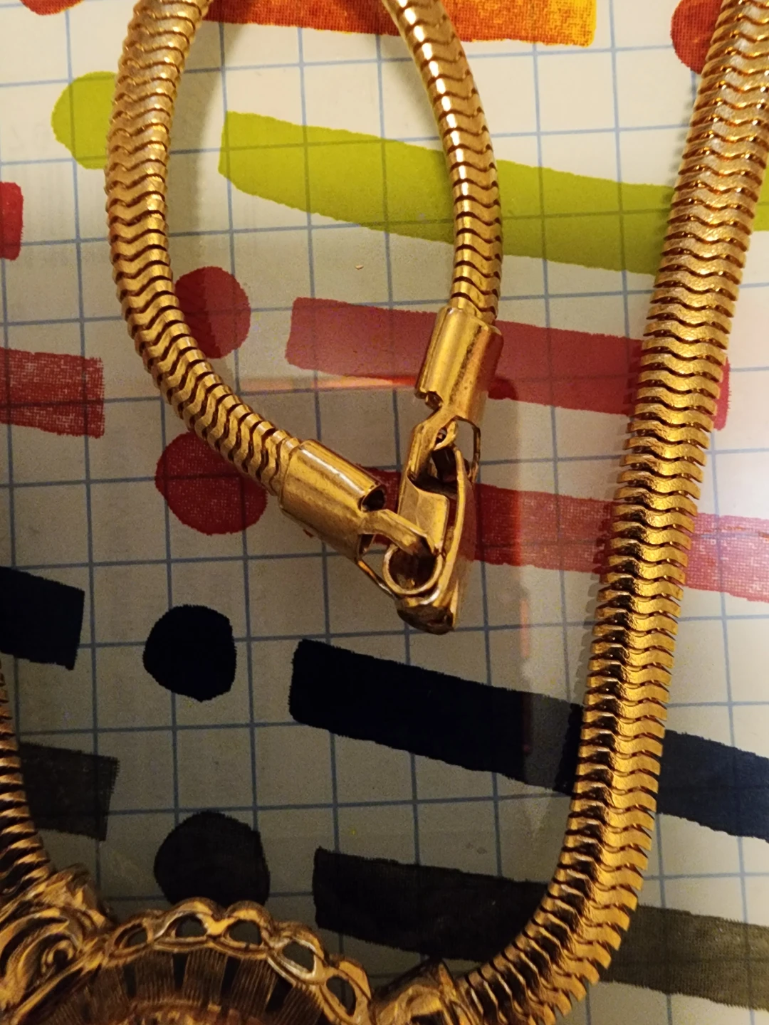 Gold Tone Necklace and Earring Set with Green Stone Accents - photo 3