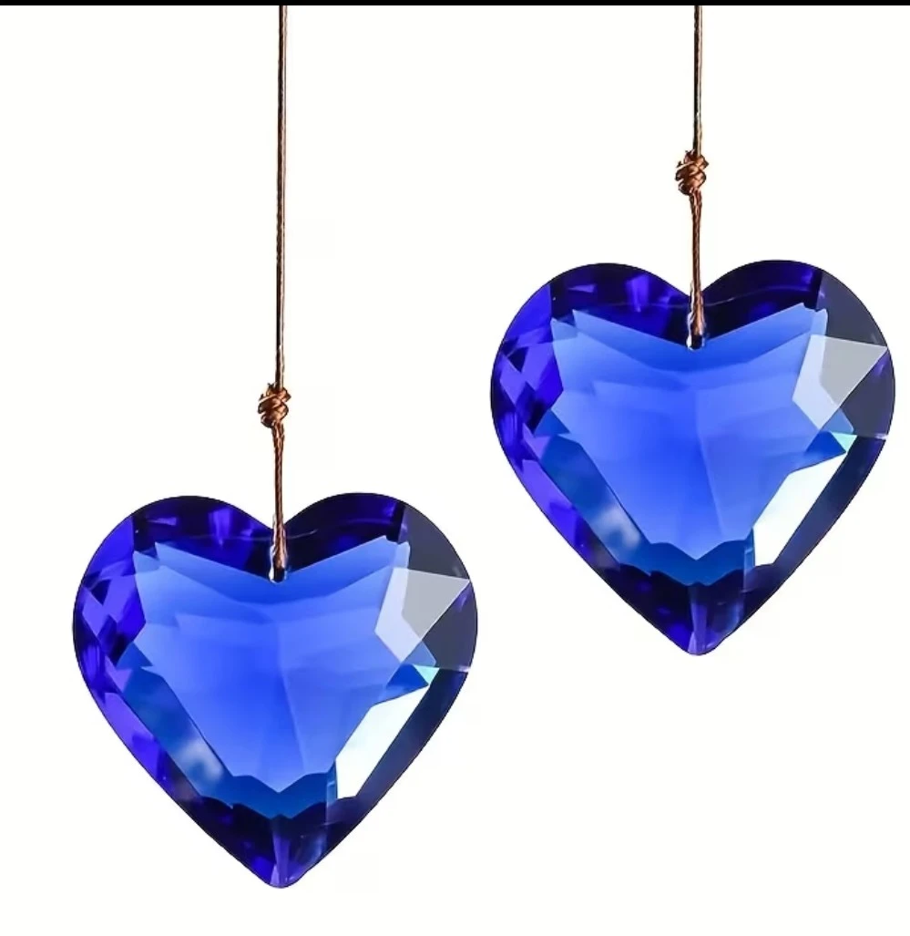 Blue Crystal Heart Pendants (Set of 2) - photo 3