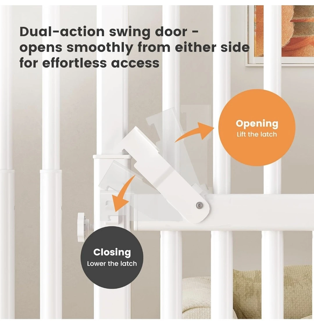 Adjustable Height Pet Gate 51"-87" White - photo 3