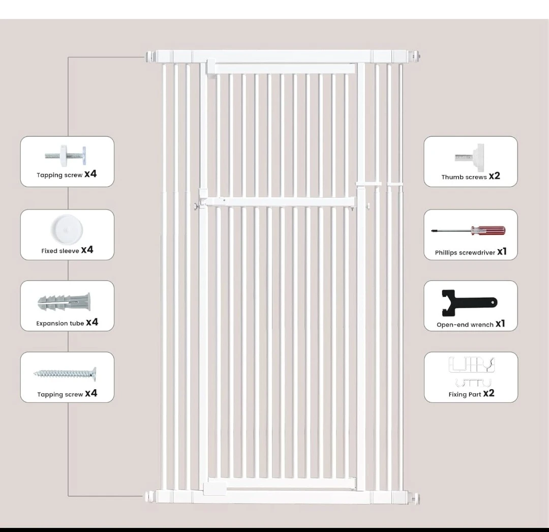 Adjustable Height Pet Gate 51"-87" White - photo 5