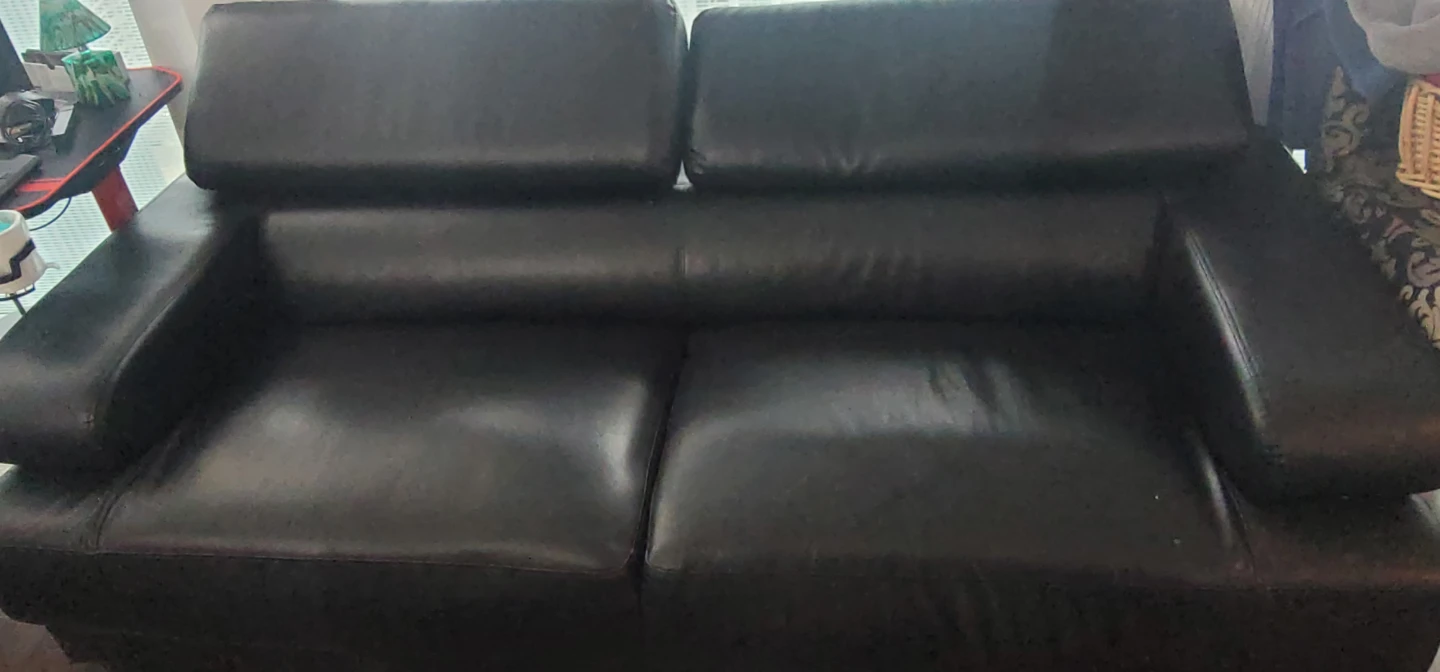 Black Leather Sofa - photo 2