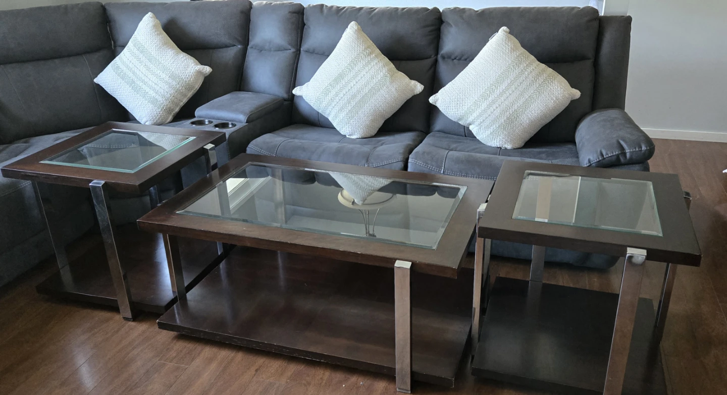 End Table Set with Glass Top
