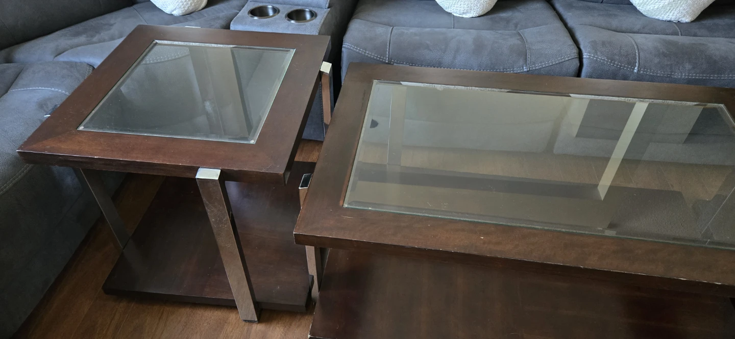 End Table Set with Glass Top - photo 2