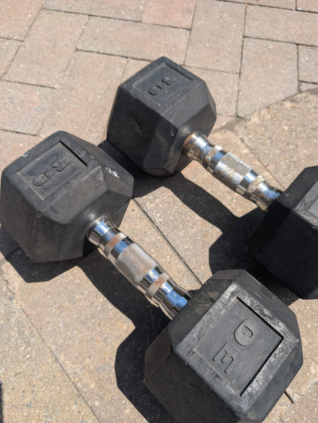 Pair 30lb Rubber Hex Dumbbell Set