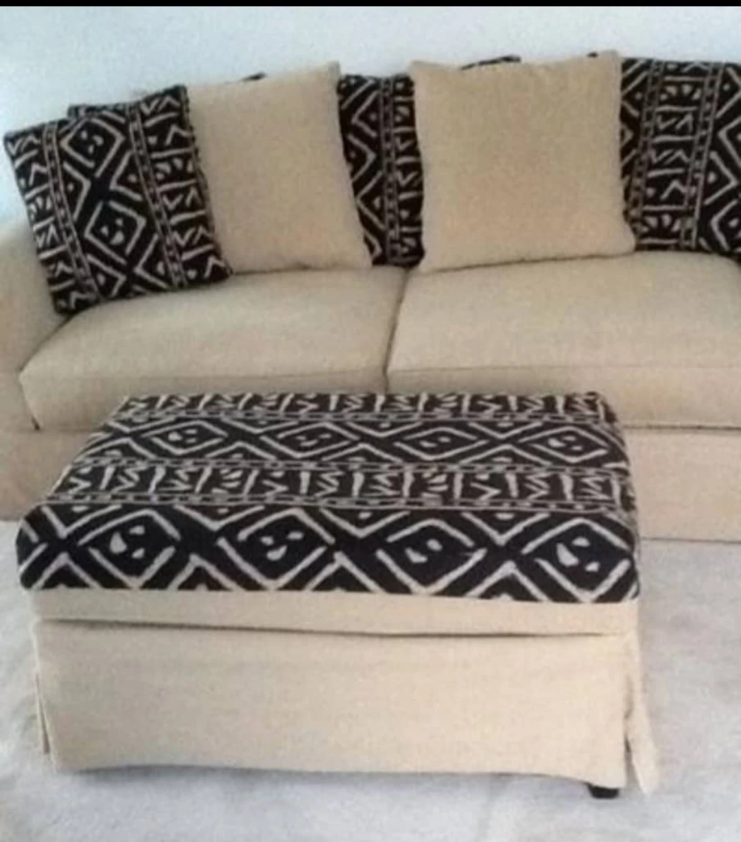 Decorative Ottoman with Tribal Pattern