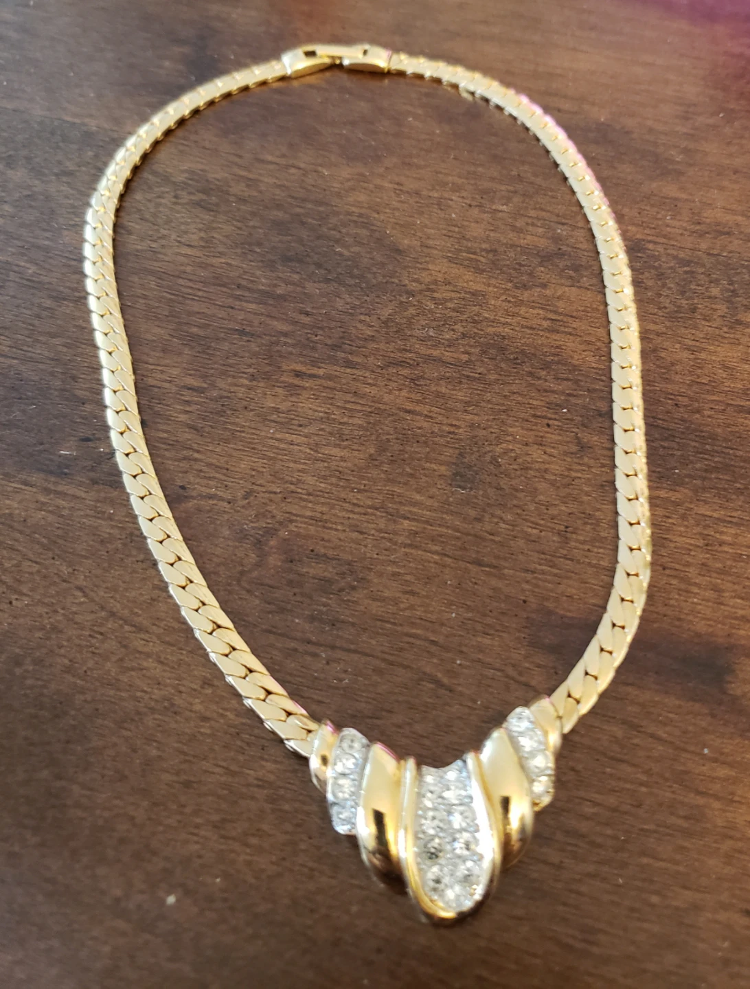 Gold-tone Necklace with Rhinestones
