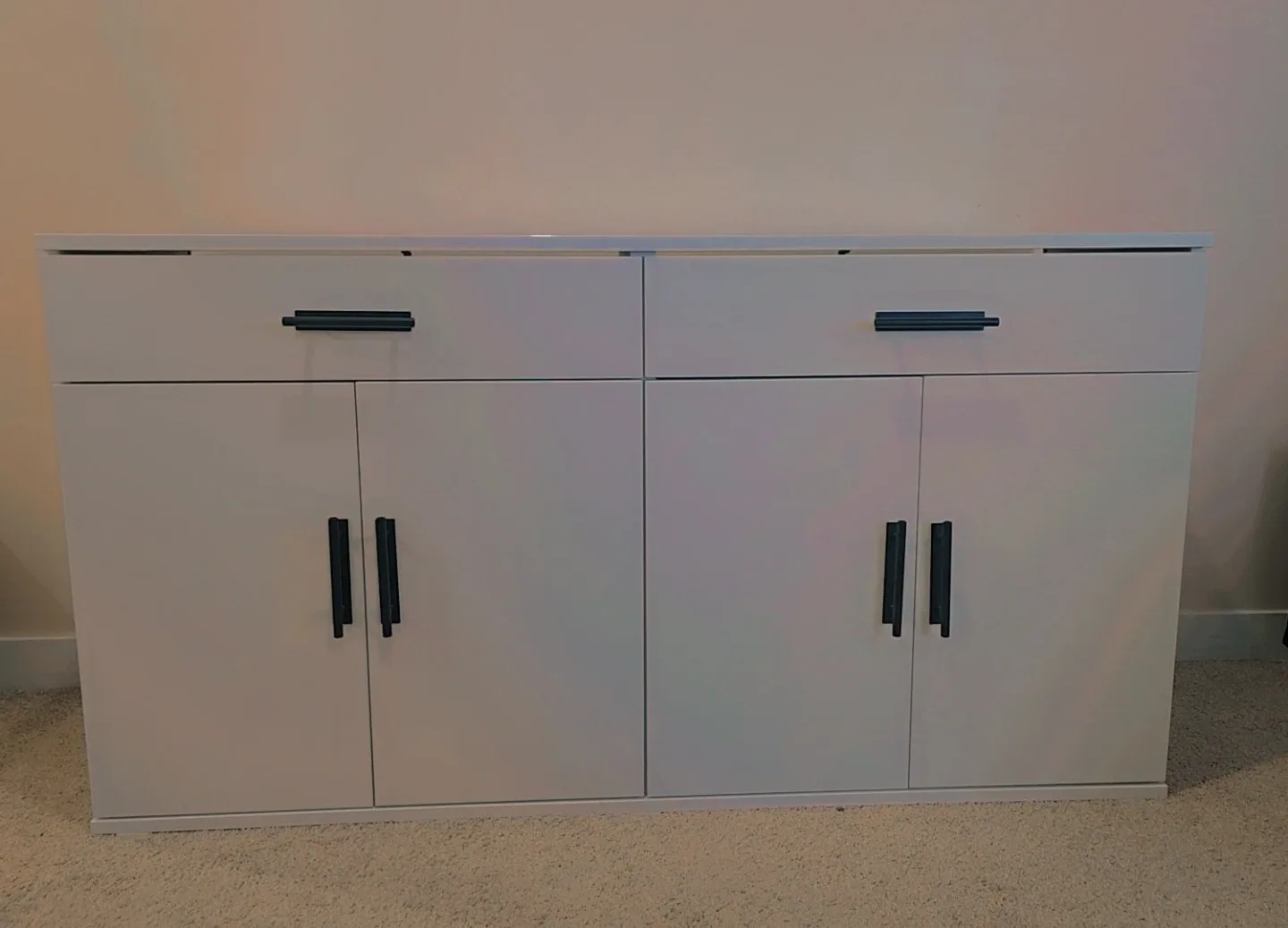 White Sideboard Cabinet with 2 Drawers and 4 Doors - photo 3